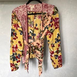 Anthropologie floral wrap blouse like new